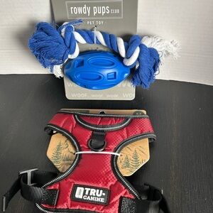 Dog Harness size medium and dog toy ball and rope both new